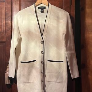 LEVEL EIGHT BRAND Ivory Cardigan with Black Edging Size S